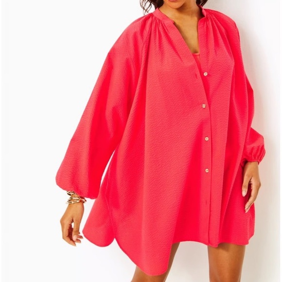 LILLY PULITZER Swim Andrae Cover-Up Paradise Pucker Seersucker XS - Picture 2 of 5